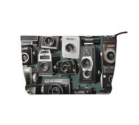 GDSHJKLW Corduroy Makeup Bag Cosmetic Bag For Women Girls,Large Capacity Portable Toiletry Pounch With Zipper, Retro Cool Camera Collection1 Aesthetic Women Handbags Purses Travel Make Up Organizer