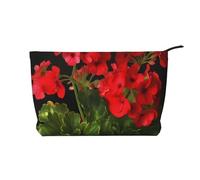 GDSHJKLW Corduroy Makeup Bag Cosmetic Bag For Women Girls,Large Capacity Portable Toiletry Pounch With Zipper, Red Geraniums1 Aesthetic Women Handbags Purses Travel Make Up Organizer