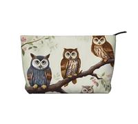 GDSHJKLW Corduroy Makeup Bag Cosmetic Bag For Women Girls,Large Capacity Portable Toiletry Pounch With Zipper, Owls On A Branch Aesthetic Women Handbags Purses Travel Make Up Organizer