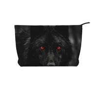 GDSHJKLW Corduroy Makeup Bag Cosmetic Bag For Women Girls,Large Capacity Portable Toiletry Pounch With Zipper, Black Red Eyed Wolf Aesthetic Women Handbags Purses Travel Make Up Organizer