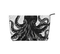 GDSHJKLW Corduroy Makeup Bag Cosmetic Bag For Women Girls,Large Capacity Portable Toiletry Pounch With Zipper, Classic Black Octopus Aesthetic Women Handbags Purses Travel Make Up Organizer