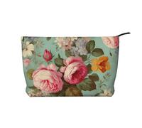 GDSHJKLW Corduroy Makeup Bag Cosmetic Bag For Women Girls,Large Capacity Portable Toiletry Pounch With Zipper, Vintage Floral Flowers Aesthetic Women Handbags Purses Travel Make Up Organizer
