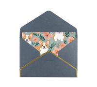 GDSHJKLW Corgi Floral Flowers Spring Garden Greeting Card with Black Envelopes, 4x6 Thinking of You Cards Happy Birthday Wedding Invitation Blank Note Card for All Occasions