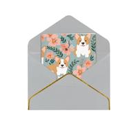 GDSHJKLW Corgi Floral Flowers Spring Garden Greeting Card with Light Grey Envelopes, 4x6 Thinking of You Cards Happy Birthday Wedding Invitation Blank Note Card for All Occasions