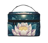 GDSHJKLW Cosmetic Bags For Women, Large Capacity Travel Makeup Bag Organizer Storage Waterproof Toiletry Pouch With Zipper And Carry Handle Magic Lotus Floral Portable Cosmetic Bag