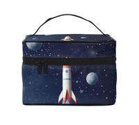 GDSHJKLW Cosmetic Bags For Women, Large Capacity Travel Makeup Bag Organizer Storage Waterproof Toiletry Pouch With Zipper And Carry Handle Rocket In Space Portable Cosmetic Bag