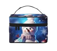 GDSHJKLW Cosmetic Bags For Women, Large Capacity Travel Makeup Bag Organizer Storage Waterproof Toiletry Pouch With Zipper And Carry Handle Merry Christmas Snowman Portable Cosmetic Bag