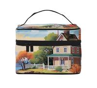 GDSHJKLW Cosmetic Bags For Women, Large Capacity Travel Makeup Bag Organizer Storage Waterproof Toiletry Pouch With Zipper And Carry Handle Coastal Lighthouse Portable Cosmetic Bag