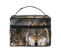 GDSHJKLW Cosmetic Bags For Women, Large Capacity Travel Makeup Bag Organizer Storage Waterproof Toiletry Pouch With Zipper And Carry Handle Pack Of Wolves Portable Cosmetic Bag
