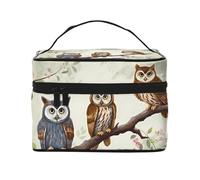 GDSHJKLW Cosmetic Bags For Women, Large Capacity Travel Makeup Bag Organizer Storage Waterproof Toiletry Pouch With Zipper And Carry Handle Owls On A Branch Portable Cosmetic Bag