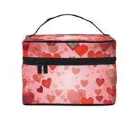 GDSHJKLW Cosmetic Bags For Women, Large Capacity Travel Makeup Bag Organizer Storage Waterproof Toiletry Pouch With Zipper And Carry Handle Love Heart Shape Portable Cosmetic Bag