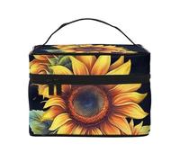 GDSHJKLW Cosmetic Bags For Women, Large Capacity Travel Makeup Bag Organizer Storage Waterproof Toiletry Pouch With Zipper And Carry Handle Summer Sunflower Portable Cosmetic Bag