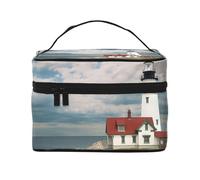 GDSHJKLW Cosmetic Bags For Women, Large Capacity Travel Makeup Bag Organizer Storage Waterproof Toiletry Pouch With Zipper And Carry Handle Lighthouse Backdrop Portable Cosmetic Bag