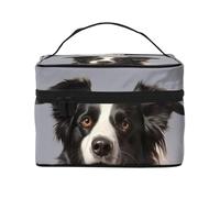 GDSHJKLW Cosmetic Bags For Women, Large Capacity Travel Makeup Bag Organizer Storage Waterproof Toiletry Pouch With Zipper And Carry Handle Border Collie Portable Cosmetic Bag