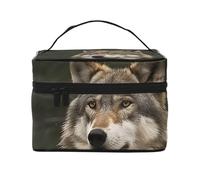 GDSHJKLW Cosmetic Bags For Women, Large Capacity Travel Makeup Bag Organizer Storage Waterproof Toiletry Pouch With Zipper And Carry Handle Gray Wolf Portable Cosmetic Bag