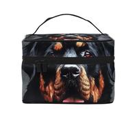 GDSHJKLW Cosmetic Bags For Women, Large Capacity Travel Makeup Bag Organizer Storage Waterproof Toiletry Pouch With Zipper And Carry Handle Cool Rottweiler Dog Art Portable Cosmetic Bag