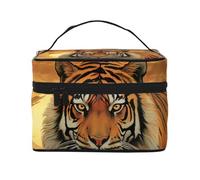 GDSHJKLW Cosmetic Bags For Women, Large Capacity Travel Makeup Bag Organizer Storage Waterproof Toiletry Pouch With Zipper And Carry Handle Rising Sun Tiger Portable Cosmetic Bag