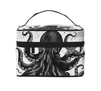 GDSHJKLW Cosmetic Bags For Women, Large Capacity Travel Makeup Bag Organizer Storage Waterproof Toiletry Pouch With Zipper And Carry Handle Classic Black Octopus Portable Cosmetic Bag