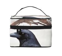 GDSHJKLW Cosmetic Bags For Women, Large Capacity Travel Makeup Bag Organizer Storage Waterproof Toiletry Pouch With Zipper And Carry Handle Black Crow Portable Cosmetic Bag