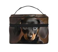 GDSHJKLW Cosmetic Bags For Women, Large Capacity Travel Makeup Bag Organizer Storage Waterproof Toiletry Pouch With Zipper And Carry Handle Dog Dachshund Portable Cosmetic Bag
