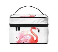 GDSHJKLW Cosmetic Bags For Women, Large Capacity Travel Makeup Bag Organizer Storage Waterproof Toiletry Pouch With Zipper And Carry Handle Pink Flamingo Watercolor Portable Cosmetic Bag
