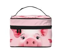 GDSHJKLW Cosmetic Bags For Women, Large Capacity Travel Makeup Bag Organizer Storage Waterproof Toiletry Pouch With Zipper And Carry Handle Funny Pink Pig Face Portable Cosmetic Bag
