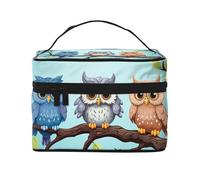 GDSHJKLW Cosmetic Bags For Women, Large Capacity Travel Makeup Bag Organizer Storage Waterproof Toiletry Pouch With Zipper And Carry Handle Owls On A Branch Portable Cosmetic Bag
