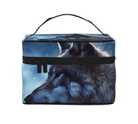 GDSHJKLW Cosmetic Bags For Women, Large Capacity Travel Makeup Bag Organizer Storage Waterproof Toiletry Pouch With Zipper And Carry Handle Lonely Wolf Portable Cosmetic Bag