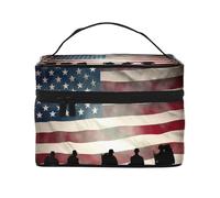 GDSHJKLW Cosmetic Bags For Women, Large Capacity Travel Makeup Bag Organizer Storage Waterproof Toiletry Pouch With Zipper And Carry Handle American Flag Veterans Day Portable Cosmetic Bag