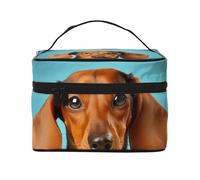 GDSHJKLW Cosmetic Bags For Women, Large Capacity Travel Makeup Bag Organizer Storage Waterproof Toiletry Pouch With Zipper And Carry Handle Dachshund Dog Portable Cosmetic Bag