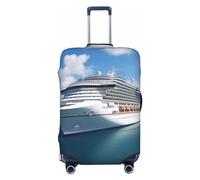 GDSHJKLW Cruise Ships Travel Luggage Cover Suitcase Protector Washable Elastic Suitcase Cover Anti-Scratch Luggage Protector Travel Suitcase Baggage Cover Fits 18-32 Inch Suitcase, Black, S