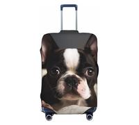 GDSHJKLW Cute Boston Terrier Travel Luggage Cover Suitcase Protector Washable Elastic Suitcase Cover Anti-Scratch Luggage Protector Travel Suitcase Baggage Cover Fits 18-32 Inch Suitcase, Black, M