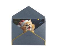 GDSHJKLW Cute Cat Sing Christmas Carols Greeting Card with Black Envelopes, 4x6 Thinking of You Cards Happy Birthday Wedding Invitation Blank Note Card for All Occasions