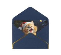 GDSHJKLW Cute Cat Sing Christmas Carols Greeting Card with Blue Envelopes, 4x6 Thinking of You Cards Happy Birthday Wedding Invitation Blank Note Card for All Occasions
