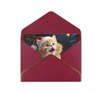 GDSHJKLW Cute Cat Sing Christmas Carols Greeting Card with Dark Red Envelopes, 4x6 Thinking of You Cards Happy Birthday Wedding Invitation Blank Note Card for All Occasions