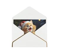 GDSHJKLW Cute Cat Sing Christmas Carols Greeting Card with White Envelopes, 4x6 Thinking of You Cards Happy Birthday Wedding Invitation Blank Note Card for All Occasions