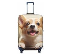 GDSHJKLW Cute Corgi Travel Luggage Cover Suitcase Protector Washable Elastic Suitcase Cover Anti-Scratch Luggage Protector Travel Suitcase Baggage Cover Fits 18-32 Inch Suitcase, Black, L
