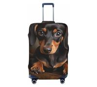 GDSHJKLW Cute Dachshund Travel Luggage Cover Suitcase Protector Washable Elastic Suitcase Cover Anti-Scratch Luggage Protector Travel Suitcase Baggage Cover Fits 18-32 Inch Suitcase, Black, M