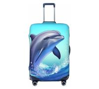 GDSHJKLW Cute Dolphin Travel Luggage Cover Suitcase Protector Washable Elastic Suitcase Cover Anti-Scratch Luggage Protector Travel Suitcase Baggage Cover Fits 18-32 Inch Suitcase, Black, XL