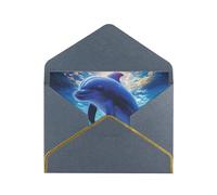 GDSHJKLW Cute Dolphins Greeting Card with Black Envelopes, 4x6 Thinking of You Cards Happy Birthday Wedding Invitation Blank Note Card for All Occasions