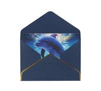 GDSHJKLW Cute Dolphins Greeting Card with Blue Envelopes, 4x6 Thinking of You Cards Happy Birthday Wedding Invitation Blank Note Card for All Occasions