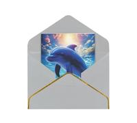 GDSHJKLW Cute Dolphins Greeting Card with Light Grey Envelopes, 4x6 Thinking of You Cards Happy Birthday Wedding Invitation Blank Note Card for All Occasions