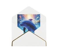 GDSHJKLW Cute Dolphins Greeting Card with White Envelopes, 4x6 Thinking of You Cards Happy Birthday Wedding Invitation Blank Note Card for All Occasions