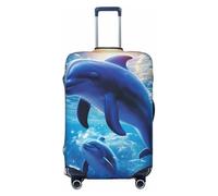 GDSHJKLW Cute Dolphins Travel Luggage Cover Suitcase Protector Washable Elastic Suitcase Cover Travel Suitcase Baggage Cover Fits 18-32 Inch Suitcase, Black, S