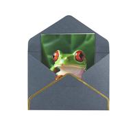GDSHJKLW Cute Frog Greeting Card with Black Envelopes, 4x6 Thinking of You Cards Happy Birthday Wedding Invitation Blank Note Card for All Occasions