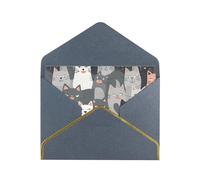 GDSHJKLW Cute Funny Grey Cats Pattern Greeting Card with Black Envelopes, 4x6 Thinking of You Cards Happy Birthday Wedding Invitation Blank Note Card for All Occasions