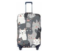 GDSHJKLW Cute Funny Grey Cats Pattern Travel Luggage Cover Suitcase Protector Washable Elastic Suitcase Cover Travel Suitcase Baggage Cover Fits 18-32 Inch Suitcase, Black, M