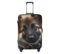 GDSHJKLW Cute German Shepherd Puppy Travel Luggage Cover Suitcase Protector Washable Elastic Suitcase Cover Anti-Scratch Luggage Protector Travel Suitcase Baggage Cover Fits 18-32 Inch Suitcase, Black