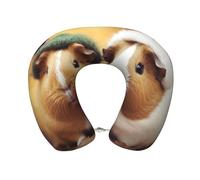 GDSHJKLW Cute Guinea Pigs Memory Foam Travel Pillow Soft Comfortable Neck Pillow U-Shaped Head Support Pillow Travel Accessories for Sleeping Rest Airplane Car and Office