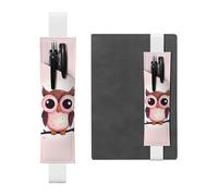 GDSHJKLW Cute Owl Elastic Band Pen Holder Detachable Pu Leather Pen Sleeve Pouch Journal Pencil Holder Pencil Case Office Supplies Gift For Hardcover Journals Notebooks Planners